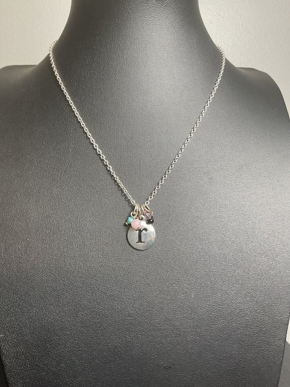 Silver Initial r Birthstone Charm Necklace Minimalist Y2K Dainty